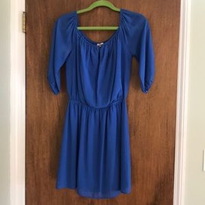 Blue 3/4 Sleeve Francesca’s Dress w/ Key Hole